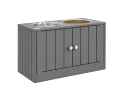 Tigelas Elevadas Porta tigelas Duplas para Cães 2l Aço Inoxidável 60 X 30 X 35,5 Cm Cinza Ge