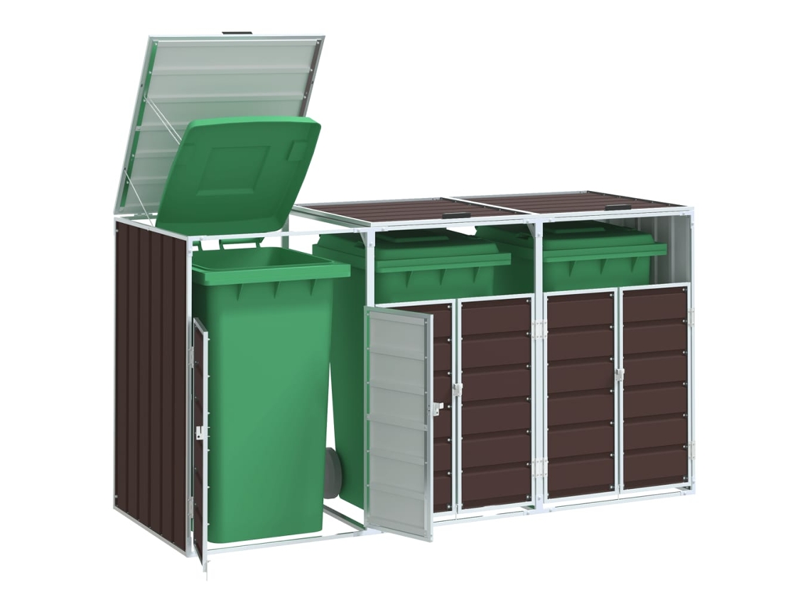 Abrigo Para 3 Caixotes Do Lixo 216x81x115 Cm Aã§o Verde DKD HOME DECOR