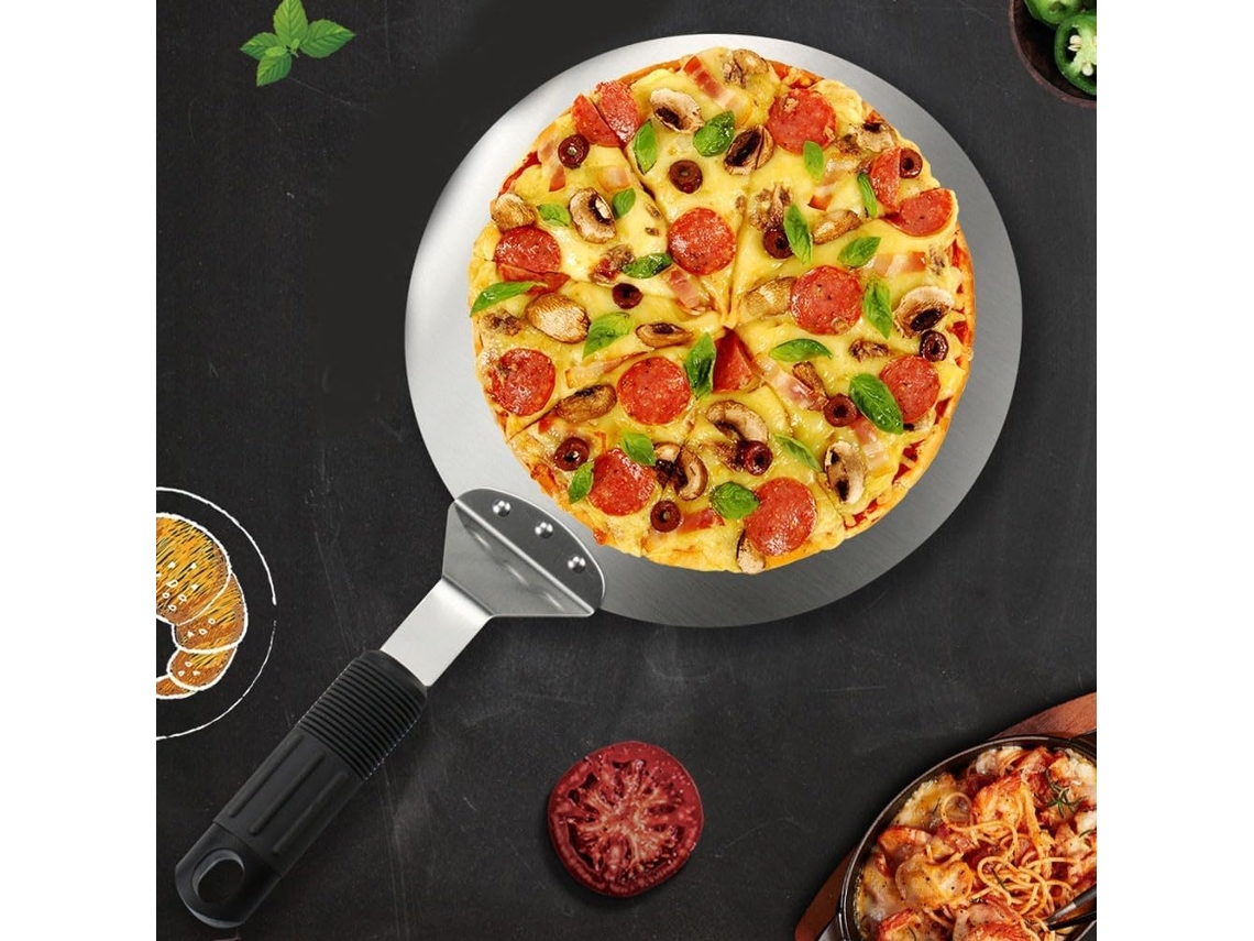 Pá De Pizza Em Aço Inox, Pá Para Assar Com Cabo Ergonômico, 25cm 10 Polegadas, Para Pizzas, Pães E Doces