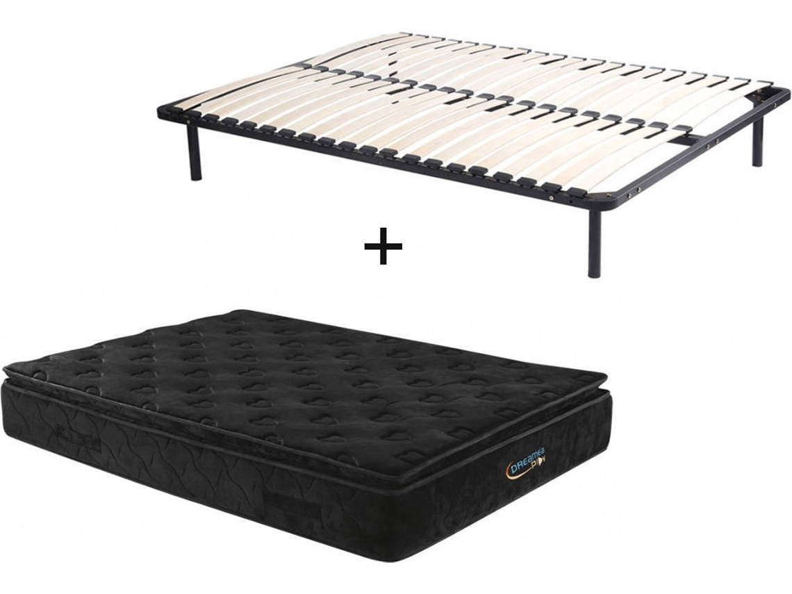 Colchão e Estrado de Cama Black Dream DREAMEA PLAY (Preto - Metal - 190x140x28 cm)