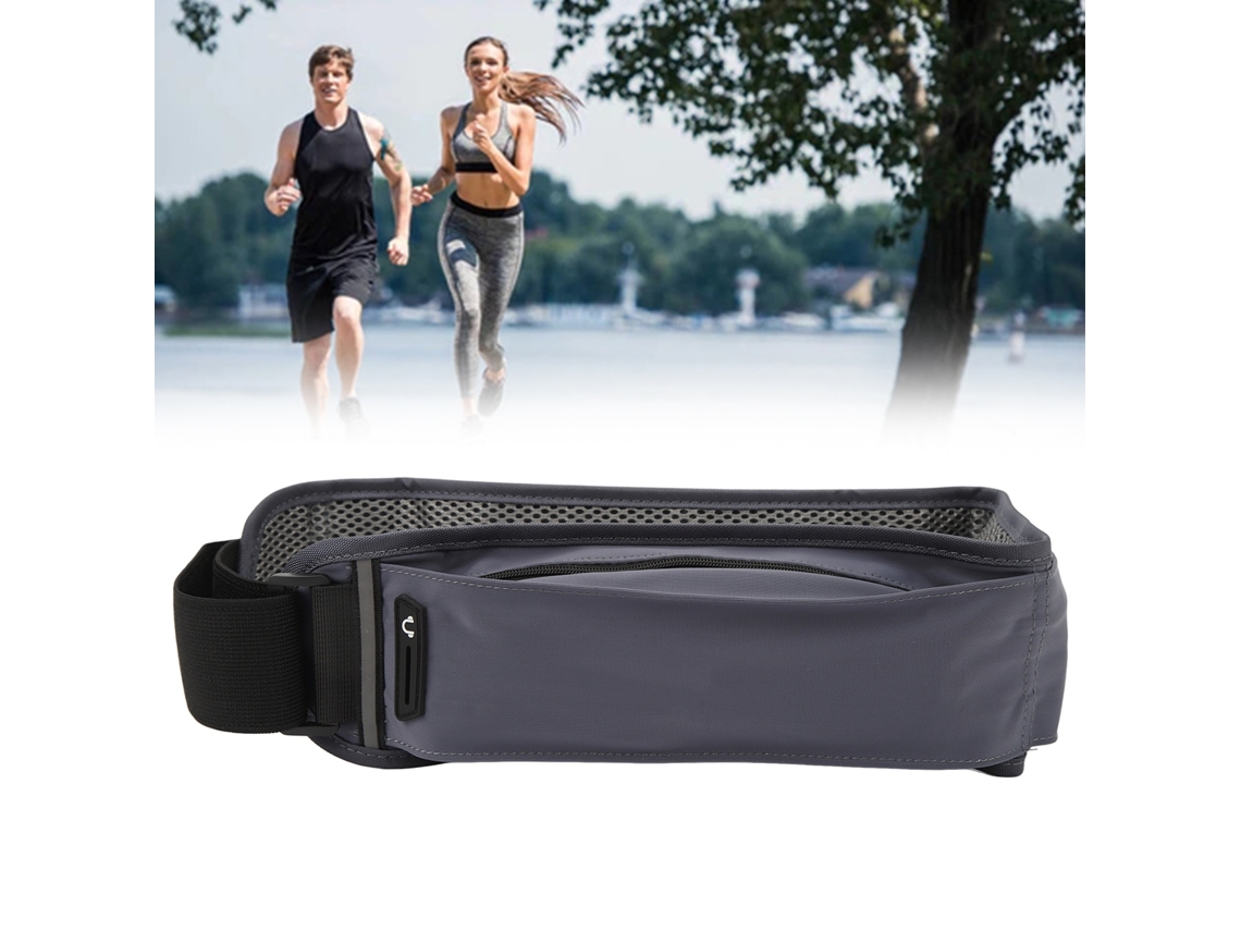 Lurelia Pochete Desportiva Cinto De Corrida Com Vários Bolsos Independentes, Elástico, Respirável, Fino E Leve, Com Faixa Refletiva, Cinza