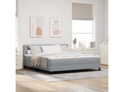 Vidaxl Cama Box Com Cabeceira Cinzento-claro 180 X 200 Cm Tecido