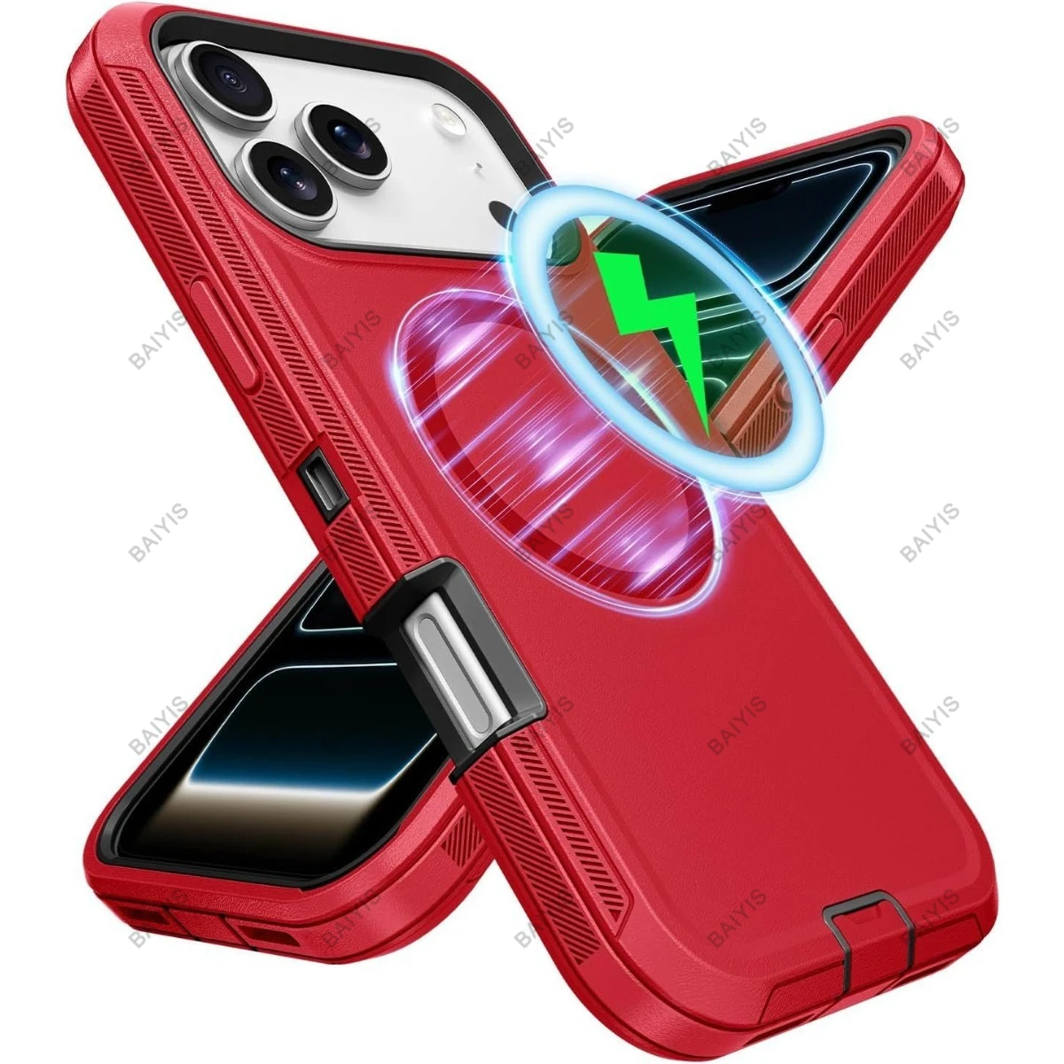 (vermelho, Iphone 15 Plus) Capa Protetora Resistente A Impactos, Compatível Com Carregamento Sem Fio Magnético Magesafe.