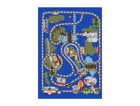 Tapete MANI TEXTILE  Circuito De Carro (Azul - 80X150cm)
