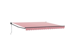 Toldo Retrátil Automático Listrado Vermelho E Branco Vidaxl Vermelho Poliéster