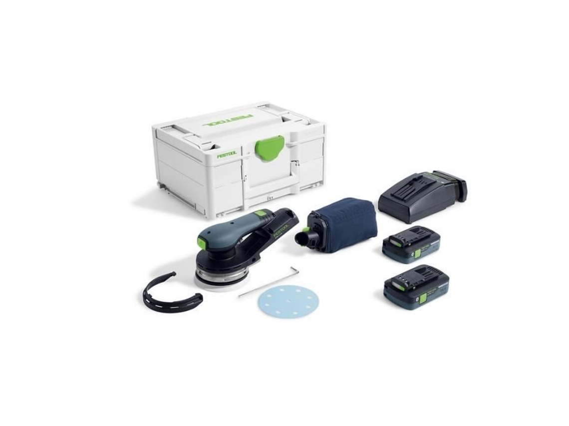 Lixadeira excêntrica híbrida ETSC 2 125 4.0 I-Plus - FESTOOL - com 2 baterias 18V 4,0 Ah - carregador - Systainer - 577736