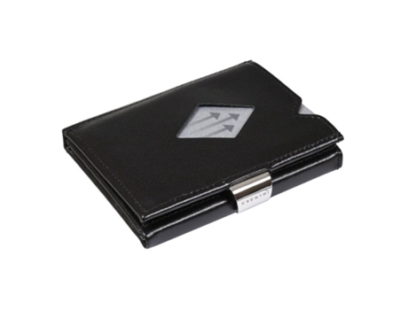 Carteira EXENTRI c/ porta moedas e prote??o RFID Metal e Couro (Preto)