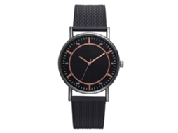Relógio Feminino de Quartzo Elegante com Pulseira de Silicon Fanteeda (preto+ouro Rosa)