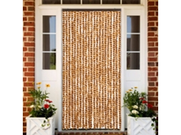 Vidaxl Cortina Anti-insetos 90x220 Cm Chenille Ocre E Branco
