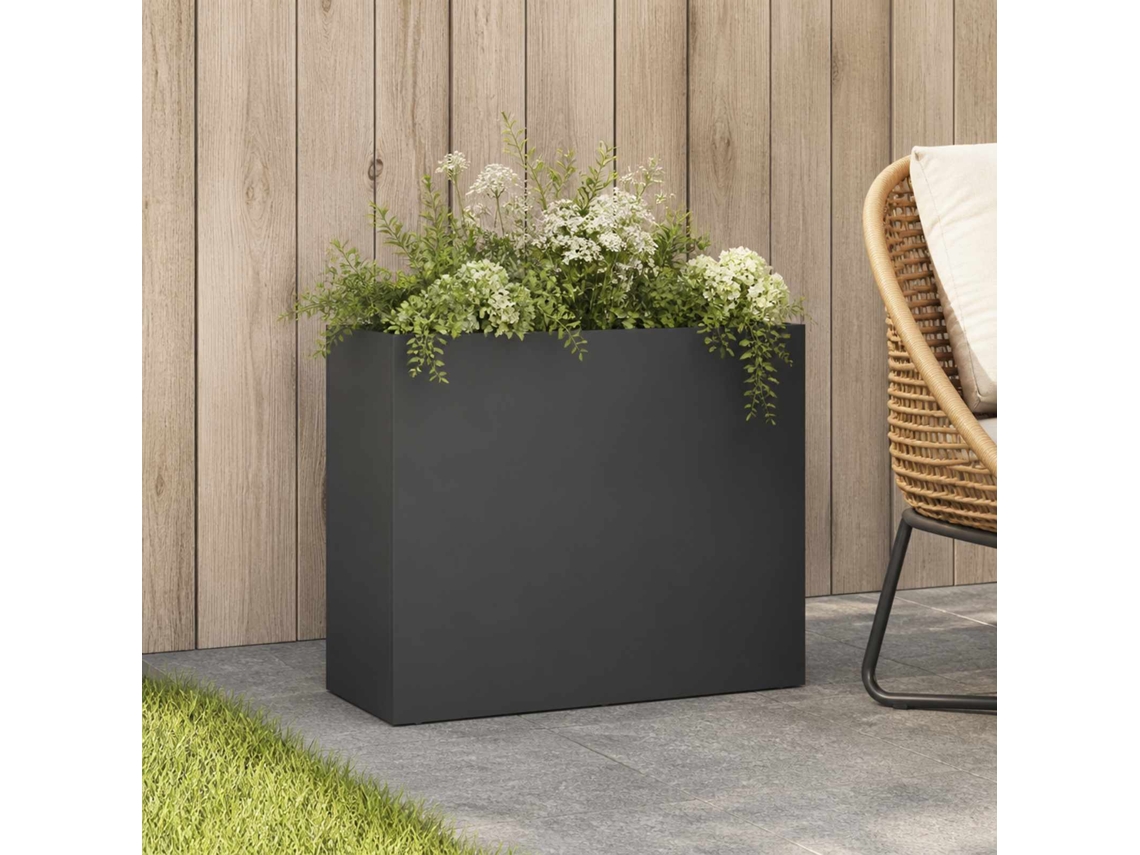 Vidaxl Vaso De Jardim Antracite 50 X 20 X 40 Cm Aço Laminado A Frio