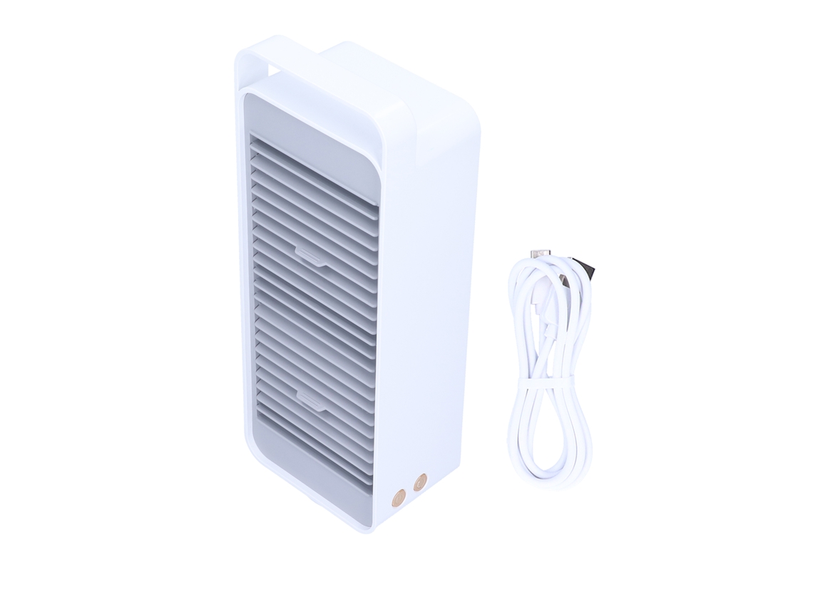 Ventilador de mesa com duas pás rotativas USB carregável 3 velocidades para casa escritório dormitório branco S/MARCA
