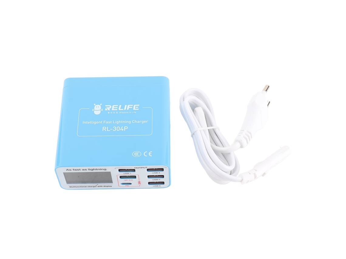 Carregador USB PD QC3.0 6 Portas LCD Proteções Múltiplas S/MARCA