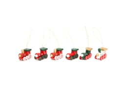 Mali 6pcs Brinquedo de Trem em Madeira Decoração Suspensa Natal Enfeite Festivo
