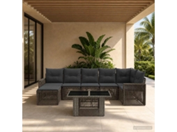 Vidaxl Conjunto De Sofá De Jardim 8 Unid. Cinza E Cinza Escuro Vime Pe