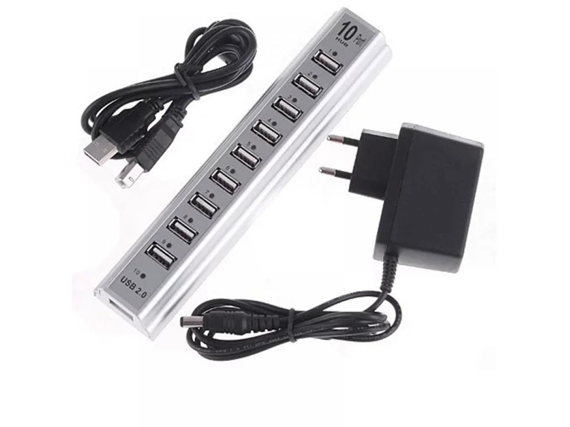 Hub Usb 10 Portas Com Fonte De Alimentação, Divisor Usb 10 Bit 10 Furos