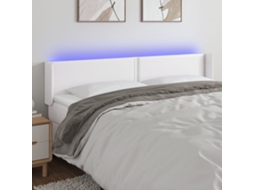 Cabecero de piel sintética con LED 203x16x78/88cm Blanco