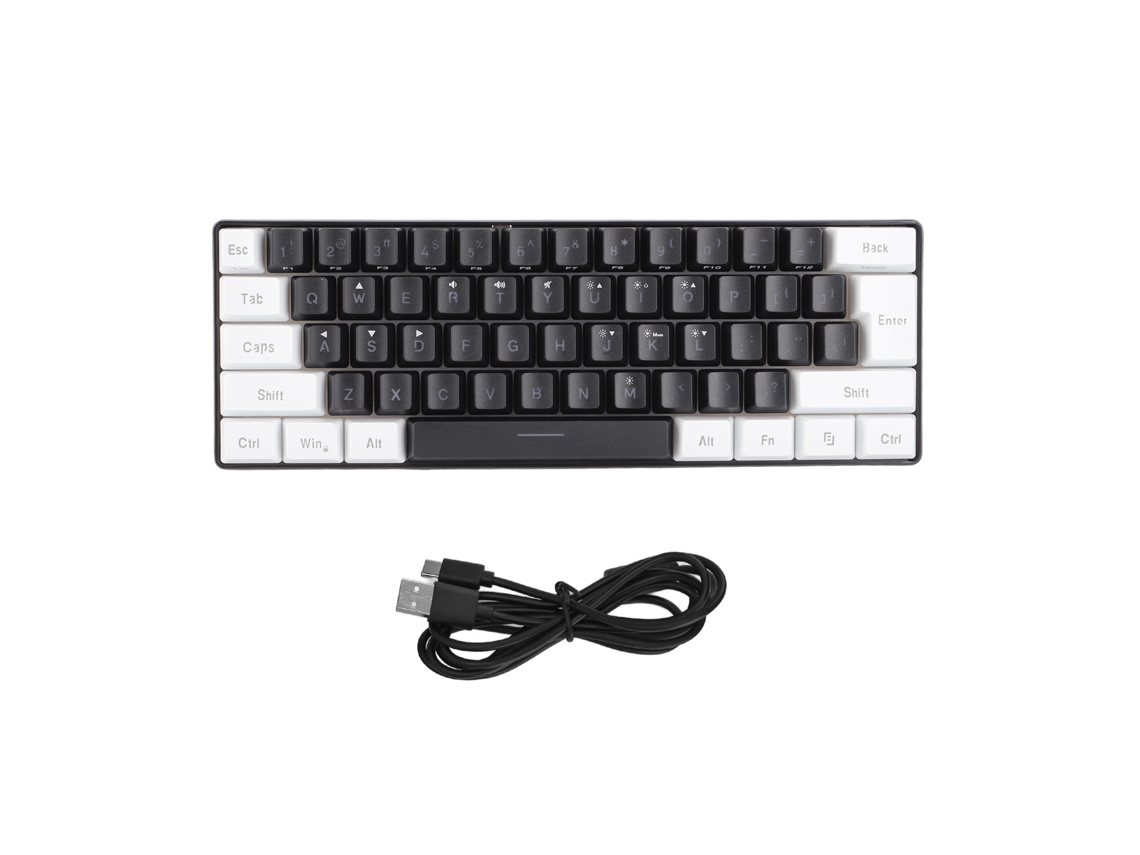 Teclado Mecânico G61 Mini Rgb Com 61 Teclas, Retroiluminação Led, Ergonômico, Fio, Para Jogos, Ideal Escritório E Negócios, Na Cor Preta. -a