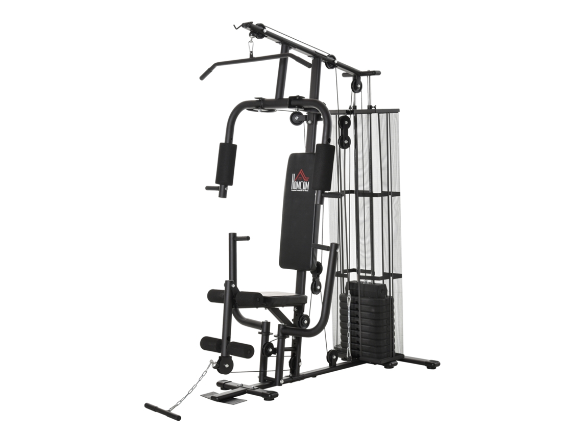 Estação De Ginástica Multifuncional Para Treino Doméstico E Profissional, Em Aço, 150x110x210cm, Preta.