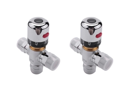 2X Válvula de Mistura Termostática de 3 Vias de Cobre 3-4 Polegada Válvula de Aquecedor Solar Válvula de Controle de Temperatura SODIAL