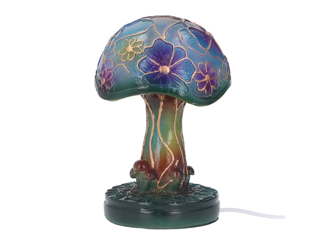 Lâmpada de Mesa Cogumelo Resina Pintada à Mão Estilo Boêmio | S/MARCA