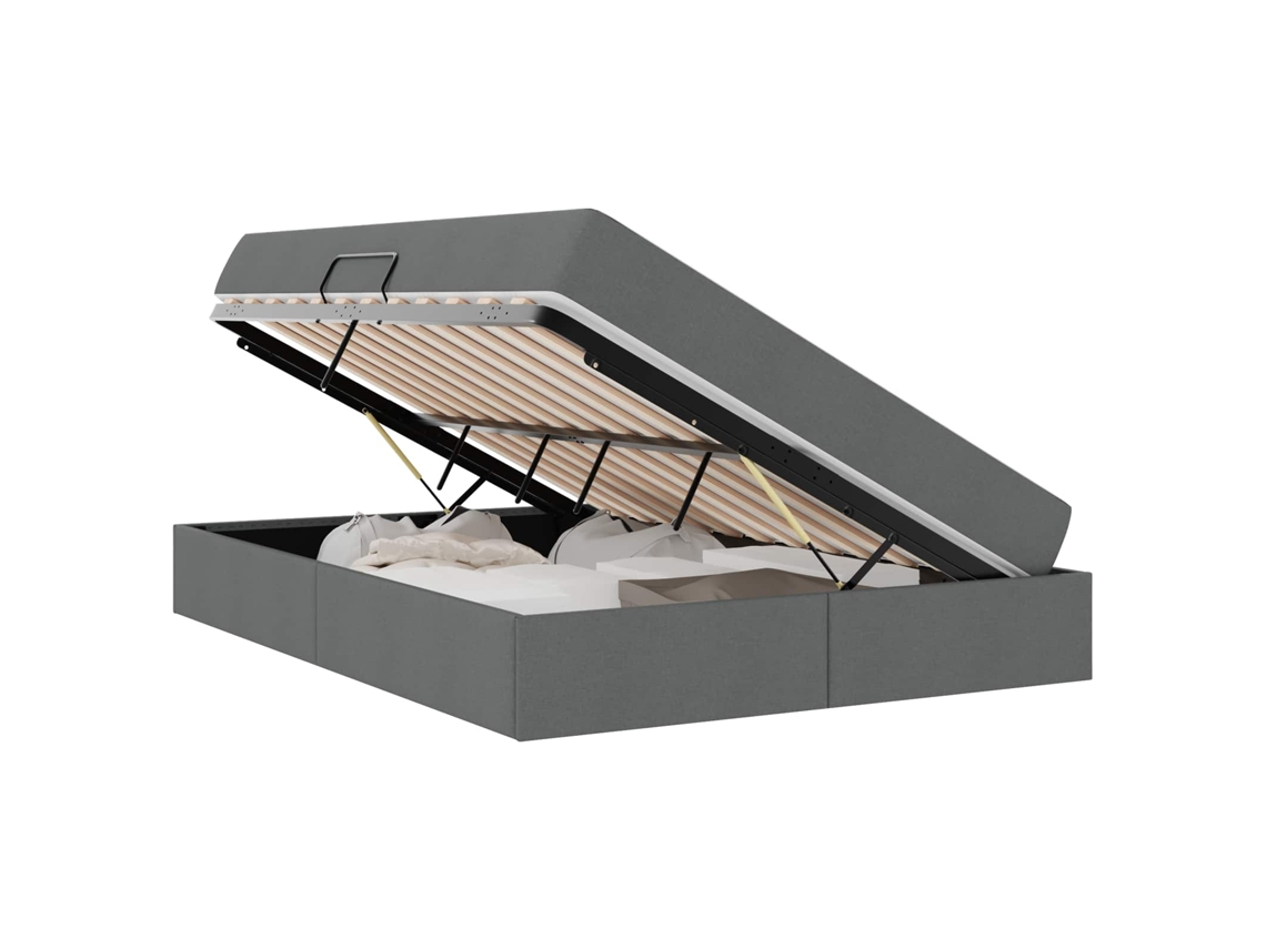 Cama com Arrumação e Colchão Cinza Escuro MAISON EXCLUSIVE (140x200 cm)