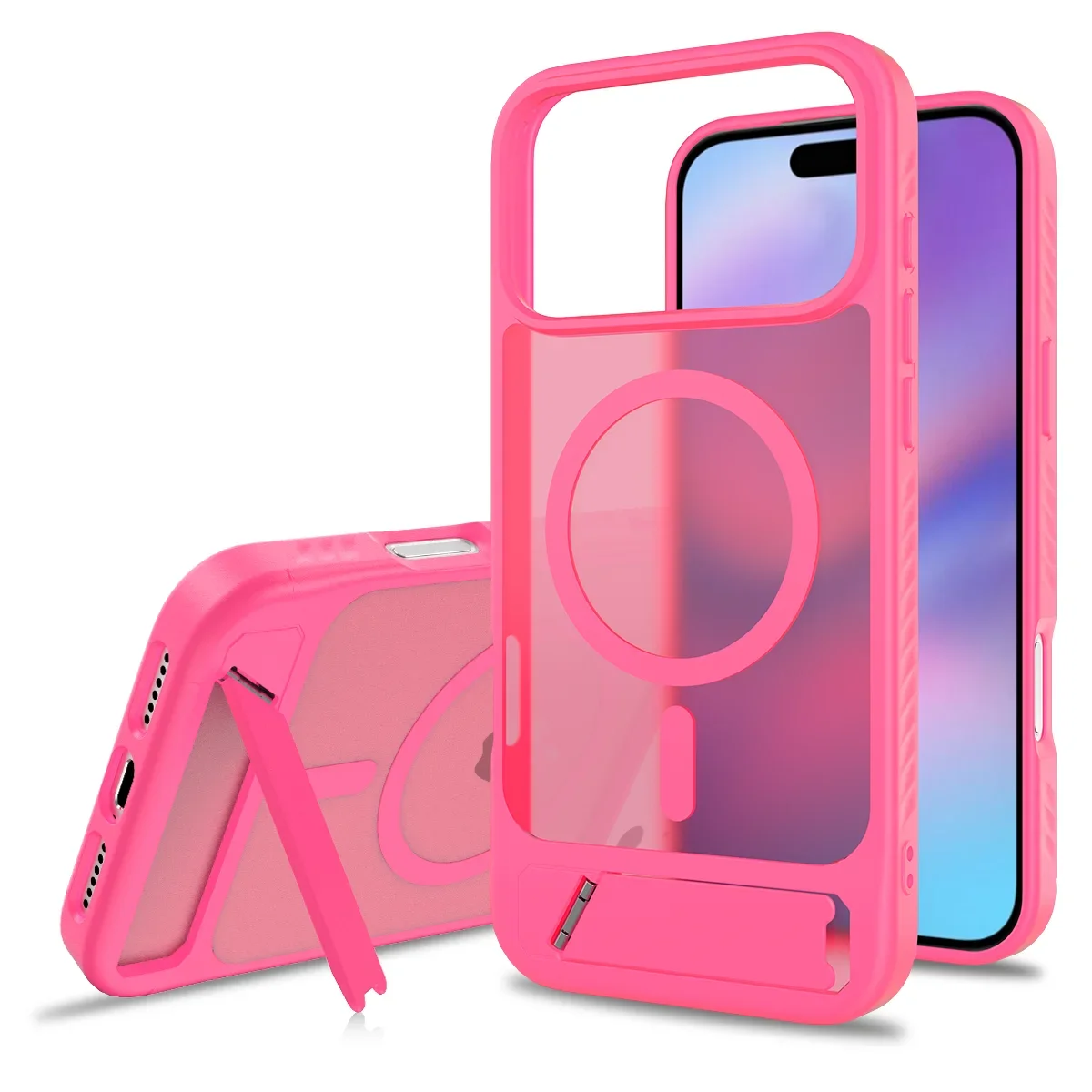 (rosa, Iphone 16e) Capa De Celular Elegante E Rígida Em Pctpu Com Suporte, Compatível Com Carregamento Sem Fio Magnético.