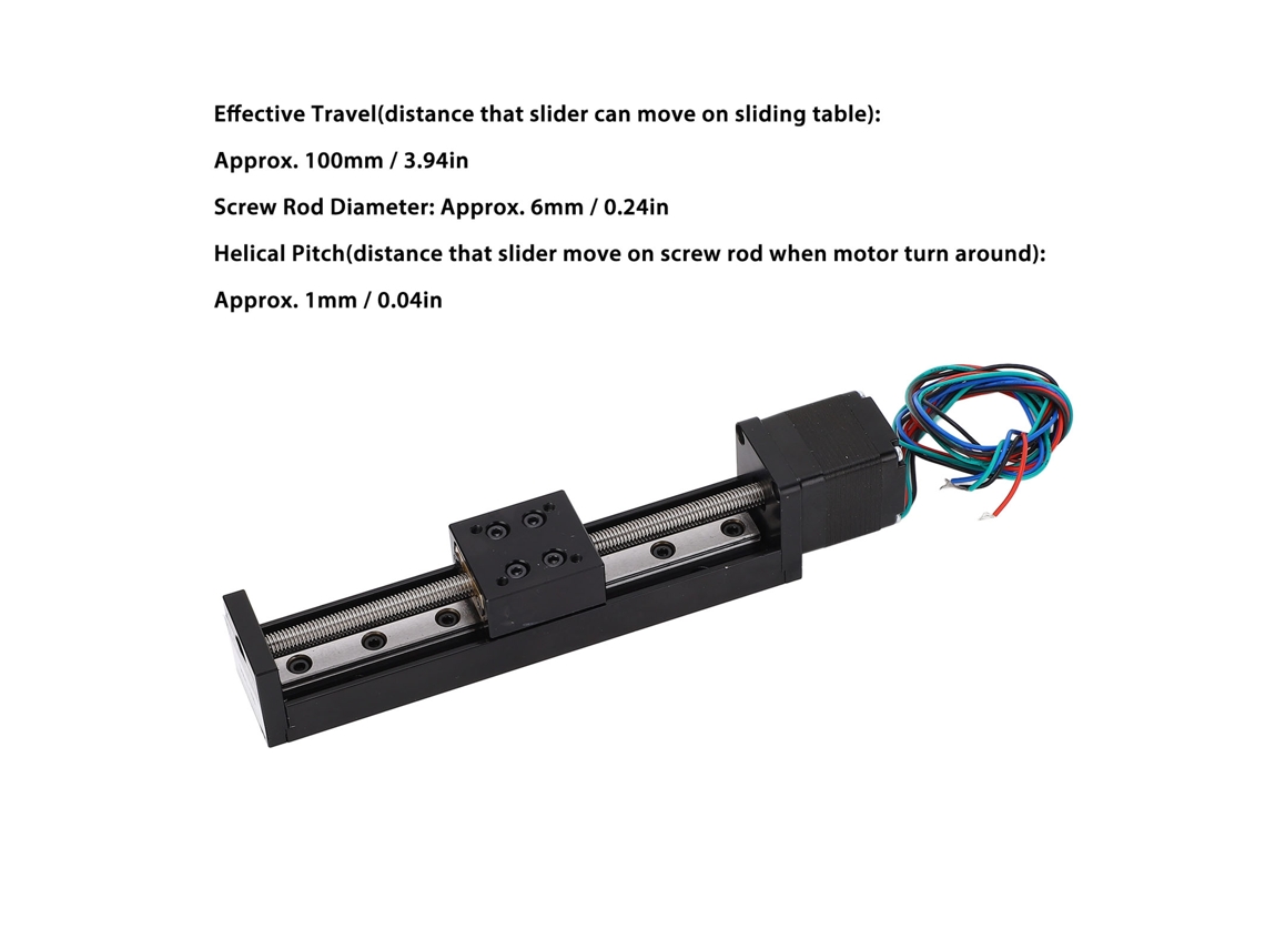 Laxiscreed Mini Linear Rail Com 100mm De Curso, Compatível Com Motor De Passos De 28 Passos