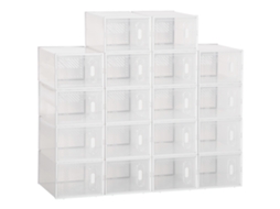 Armário Modular de Plástico Sapateira com 18 Cubos e Portas Magnéticas para Entrada 25x35x19cm Transparente BTFORUS