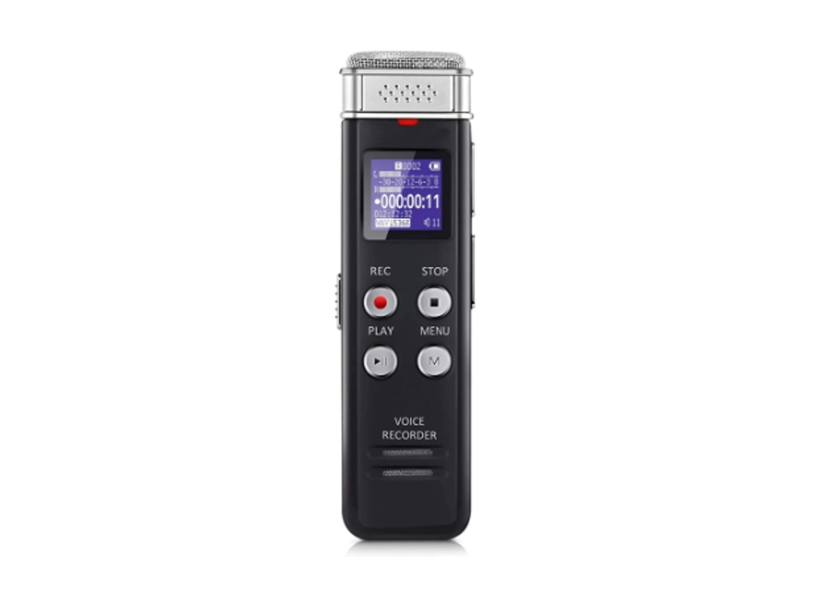 Gravador De Voz 16gb Digital Com Gravação Ativada Por Voz E Máquina De Ditado Recarregável Usb Com Reprodução De Mp3 (preto Yizhood