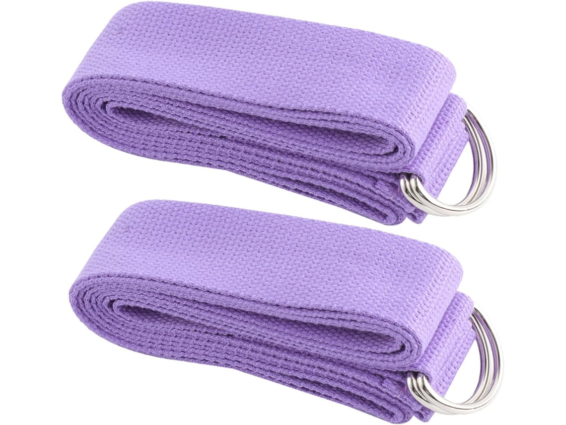 Conjunto De 2 Faixas Elásticas Resistência Para Ioga, Na Cor Lilás Claro, Feitas Algodão E Poliéster, Com