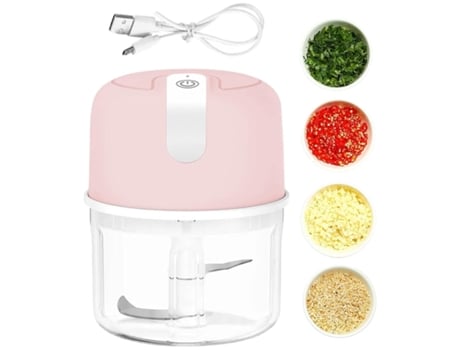 Picador Elétrico De Alta Eficiência Triturador De Alho Elétrico Recarregável Por Usb 250ml Rosa Veanxin Vaenxin