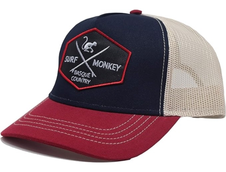 Boné Ajustável Unissexo SURF MONKEY Trucker Viseira Curva Design Painéis Remendo Costurado Frontal Fecho Coroa Azul (Tamanho Único)