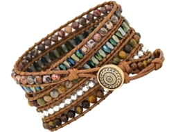 Pulseira De Relógio Com Contas, Cordão Encerado E Pedras Cristal,