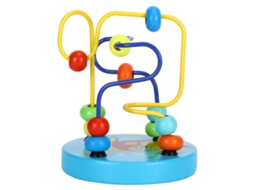 Brinquedo de Madeira Mini Redondo com Pérolas Circulares para Aprendizagem Precoce Material Escolar Quebra cabeça Educativo