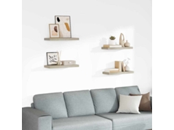 Vidaxl Prateleiras Parede Suspensas 4 Pcs 60x23,5x3,8 Cm Mdf Carvalho