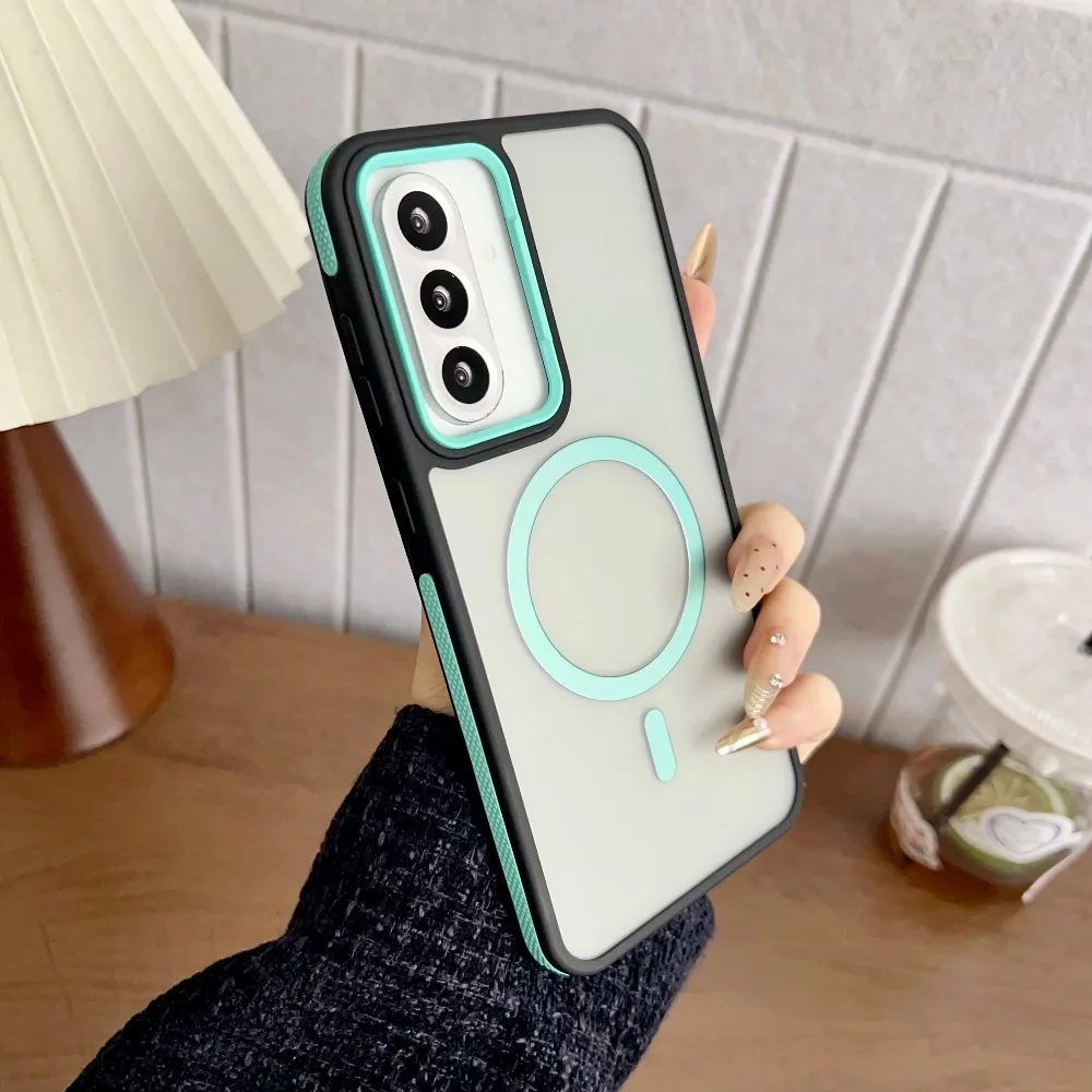 (ciano, Galaxy A07) Capa Magnética Fosca Para Celular, Compatível Com Magsafe, Com Proteção Antiderrapante Nas Bordas.