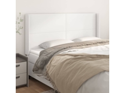 Vidaxl Cabeceira Cama C/ Abas Couro Artificial 163x16x118/128cm Branco