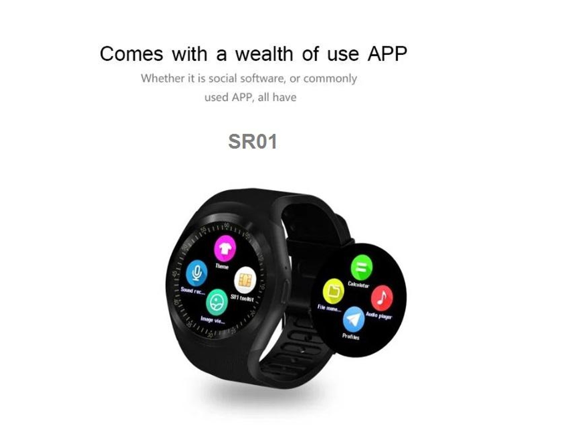 Relógio SmartWatch Digital App Bluetooth Musica Notificações - Preto