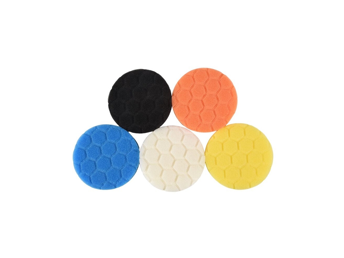 Kit com 5 Almofadas de Polimento de 3 Polegadas para Politrizes Auto (lixamento, Enceramento, Polimento e Selagem) (esponjas)