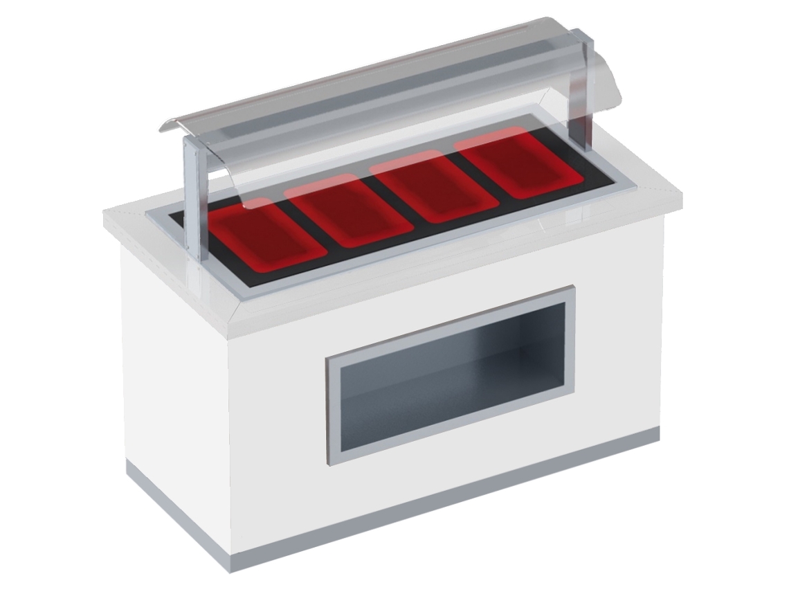 Buffet Quente Com Vidrocerâmica E Protetor De Tela 4 Gn 1/1 20 Acabamento Ww 1650x850x1320 Mm 2760 W 230/1v 11048ww1 Eurast