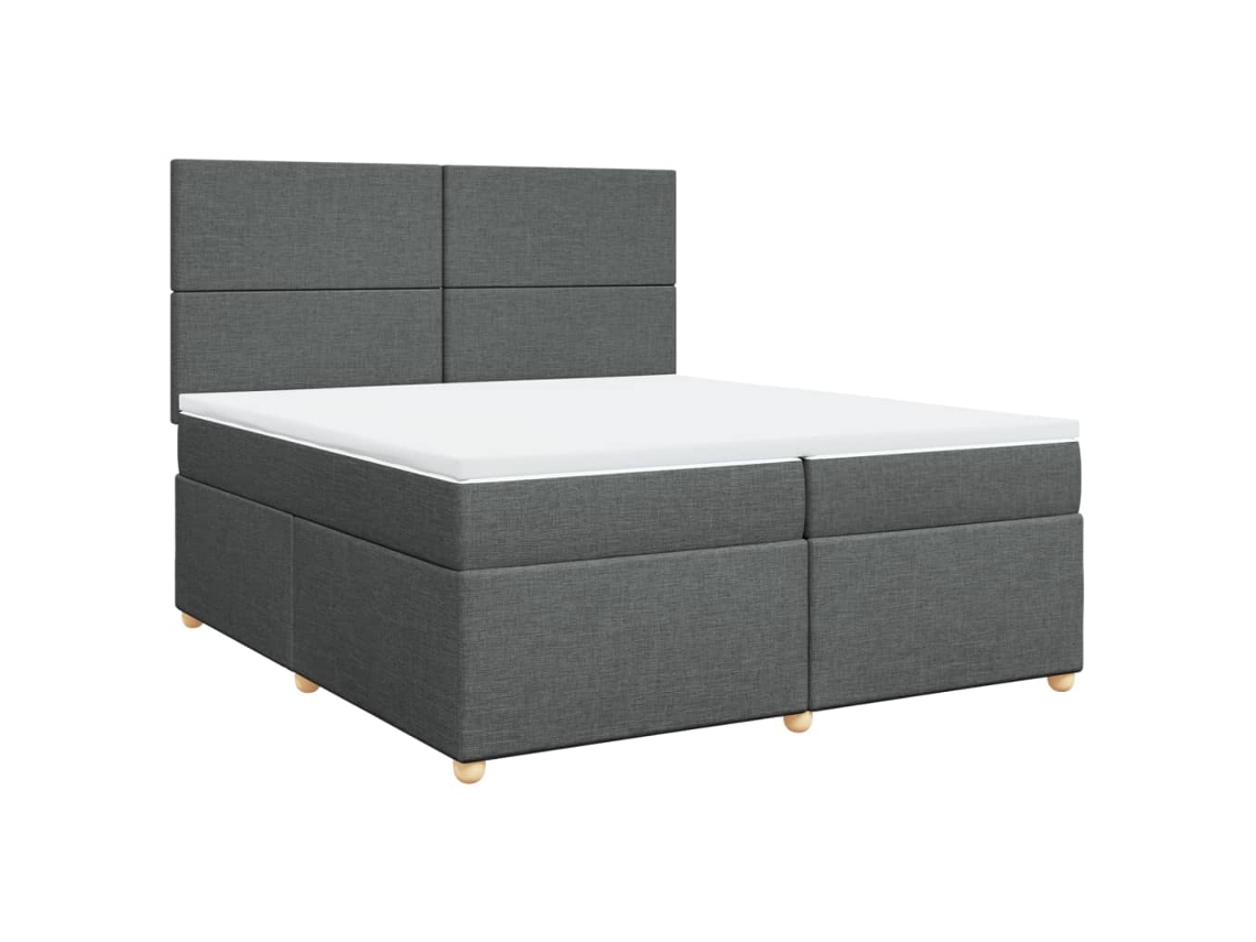 Cama com Molas/Colchão 200x200 Cm em Tecido Cinzento Escuro MAISON EXCLUSIVE