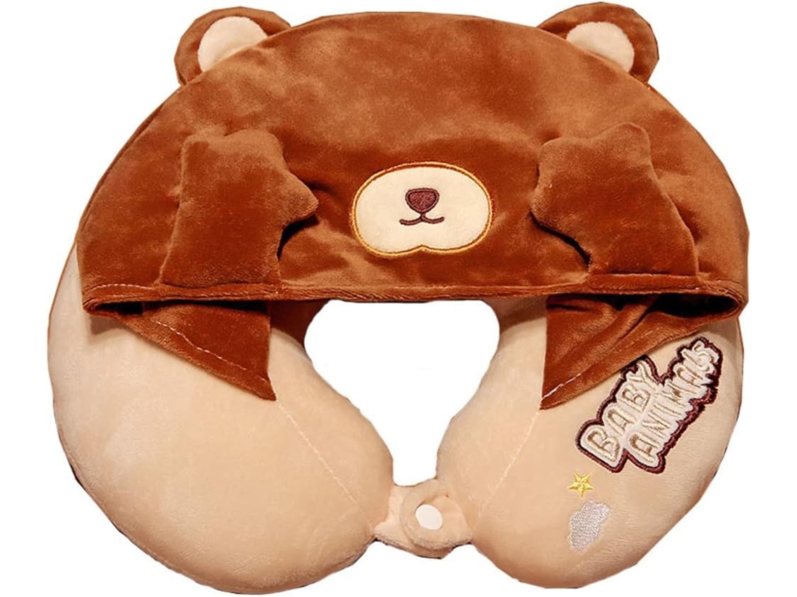 Travesseiro De Viagem De Algodão Em Forma De U, Travesseiro Multifuncional Para Cabeça E Pescoço, Suporte Para Dormir, Urso Sério Slowmoose