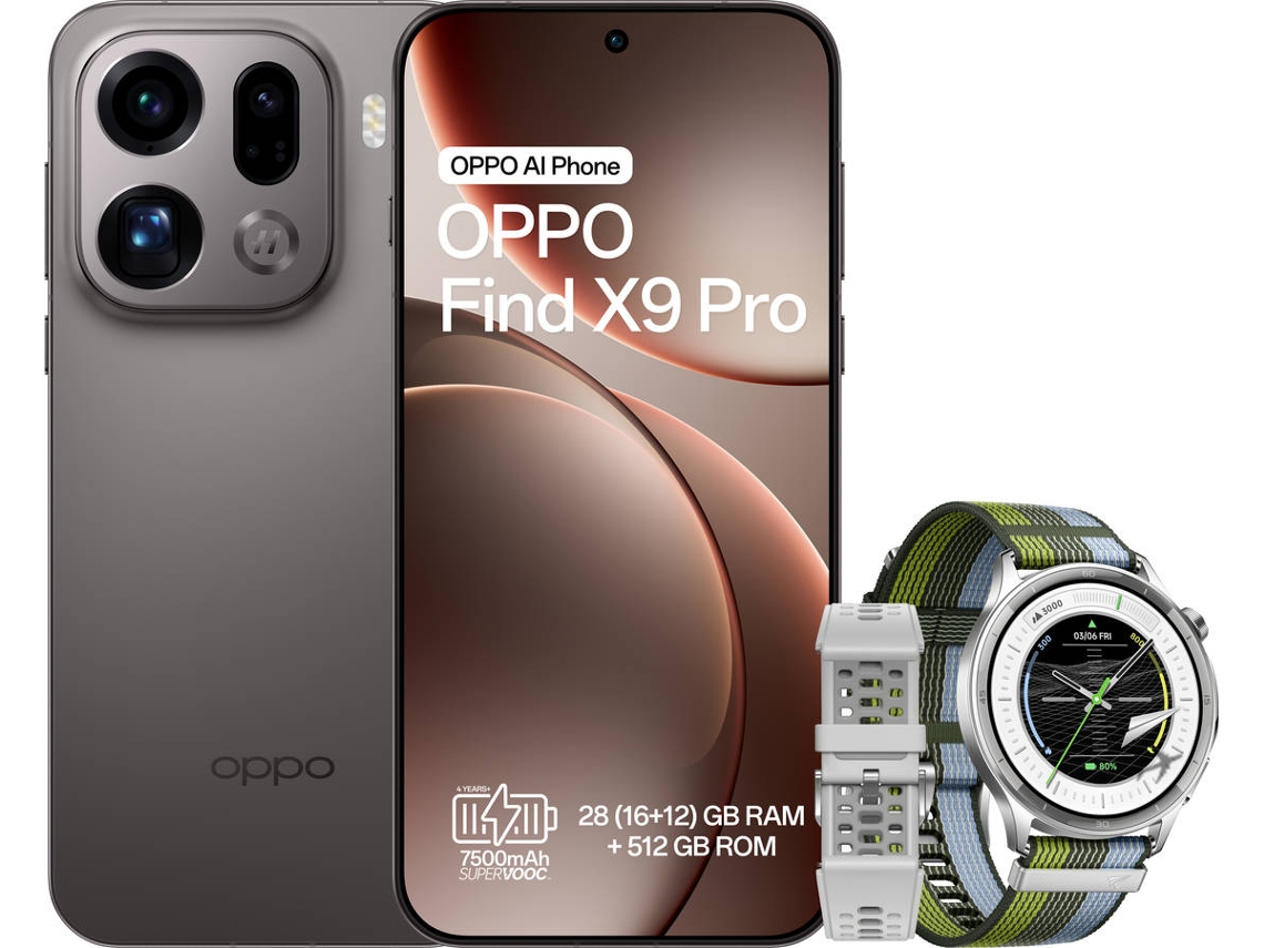 Bundle Smartphone OPPO Find X9 Pro (6.78'' - 16 GB - 512 GB - Cinzento) + Smartwatch