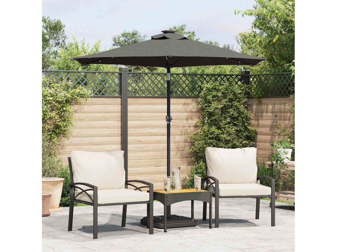 Vidaxl Guarda-sol Jardim C/leds E Poste De Aço 225x225x212cm Antracite