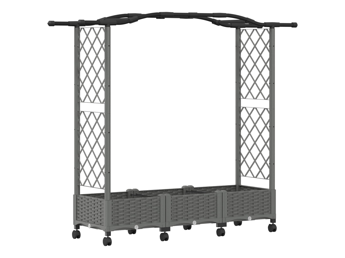 Conjunto 1 Canteiro De Jardim Elevado Vidaxl Cinzento-claro Polipropileno (169 X 40 X 129 Cm)