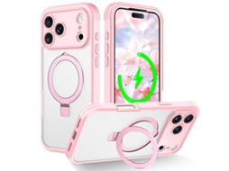 Capa Para Iphone 17 Pro Max Magnético Suporte Anel Rosa Czhhmart