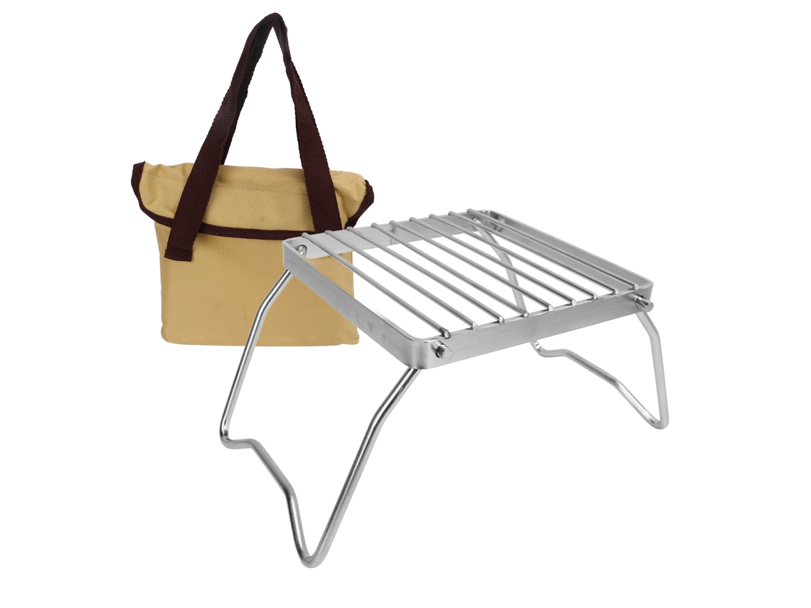 Grelha Plegável Aço Inox para Camping e Barbearque