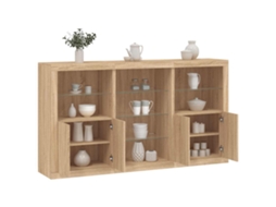 Vidaxl Aparador Com Luzes Led 181,5x37x100 Cm Carvalho Sonoma