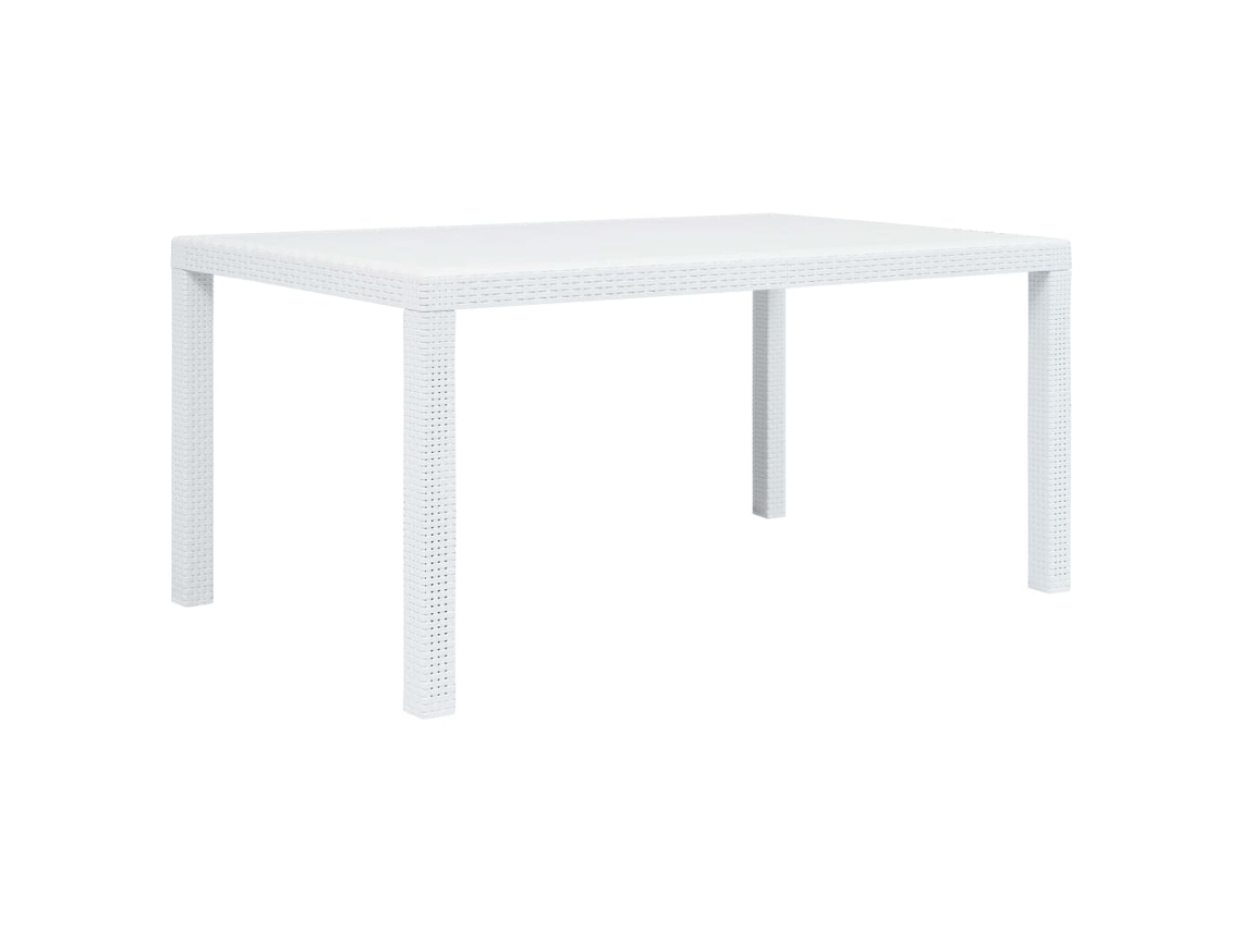 Vidaxl Mesa De Jardim 150x90x72 Cm Plástico Branco Com Aspeto De Vime