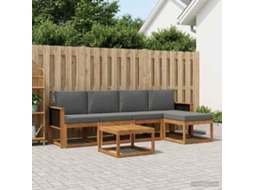 Vidaxl Conjunto De Sofás Para Exterior 6 Pcs Natural E Antracite